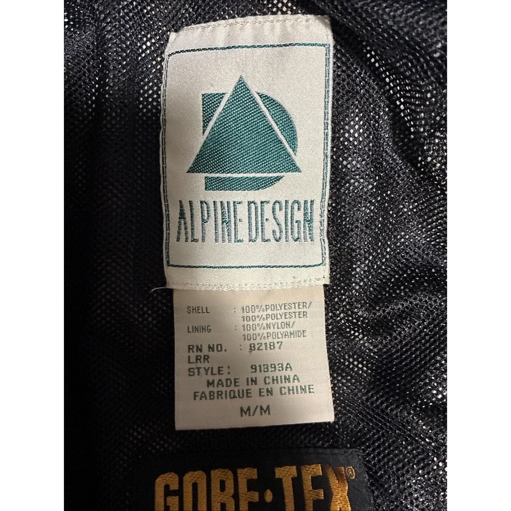 Alpine Design‎ Jacket Gore-Tex Rain Ski Snowboard Hooded Black/Blue Mens Size M